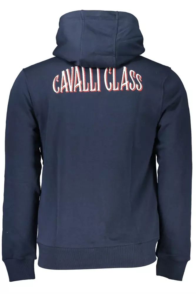Cavalli Class Elegant Blue Hooded Zip Sweatshirt