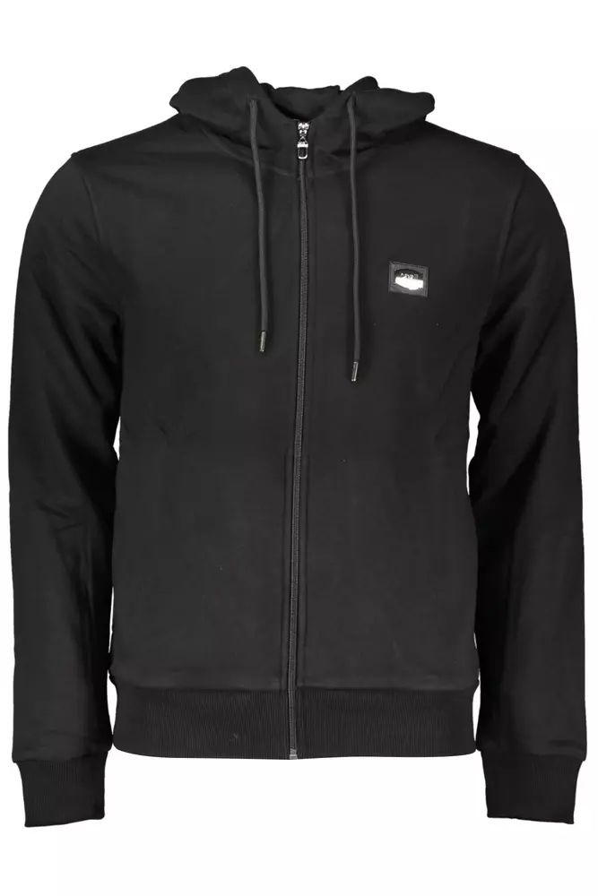 Cavalli Class Elegant Black Hooded Zip Sweatshirt
