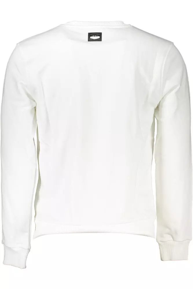 Cavalli Class Elegant White Embroidered Sweatshirt