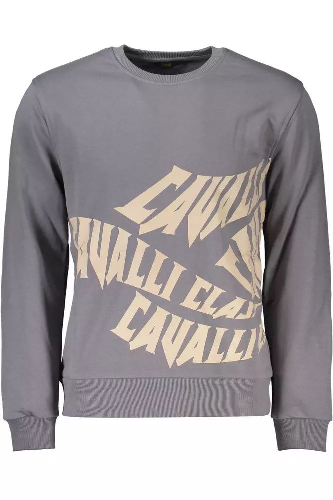 Cavalli Class Sophisticated Gray Round Neck Sweater
