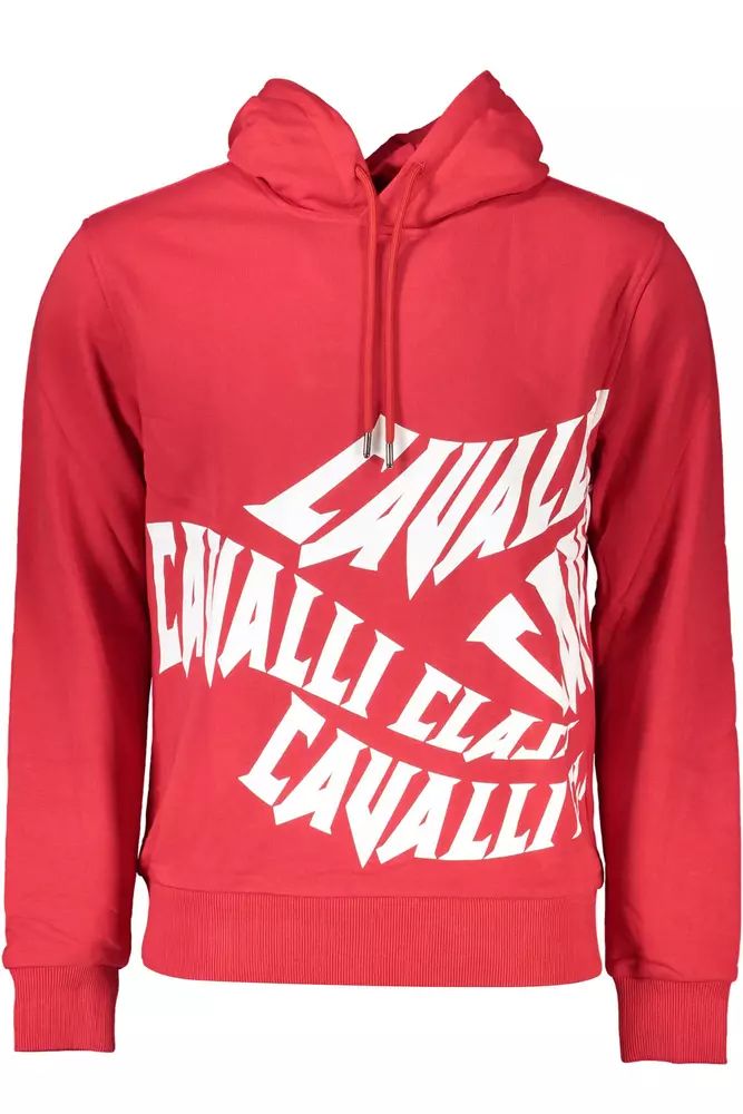 Cavalli Class Elegant Pink Hooded Sweatshirt with Logo Print