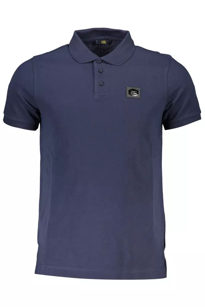 Cavalli Class Elegant Blue Cotton Polo with Chic Detailing