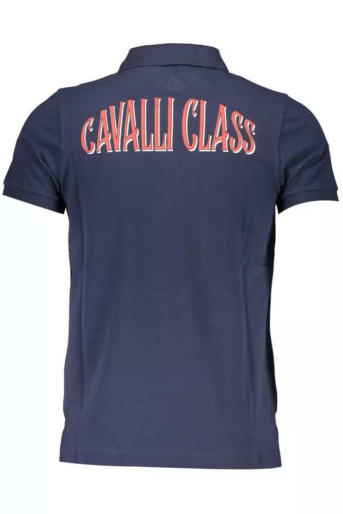 Cavalli Class Elegant Blue Cotton Polo with Chic Detailing