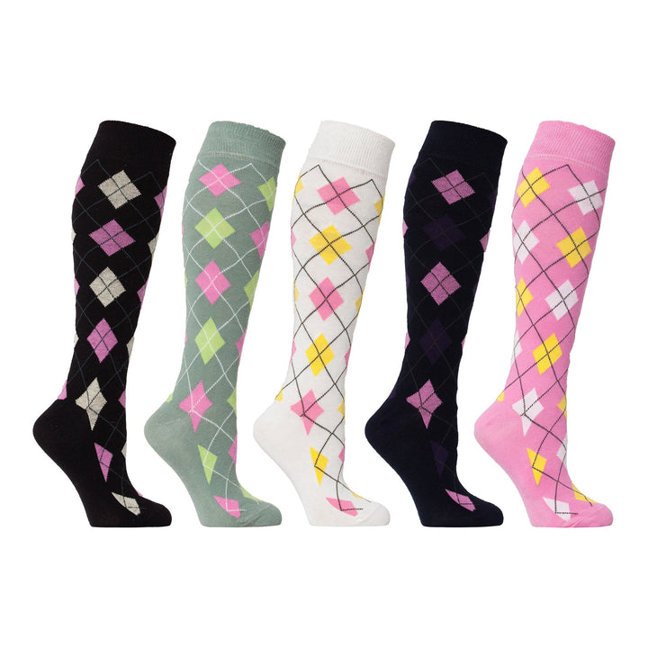 Women's Traditional Argyle Knee High Socks Set