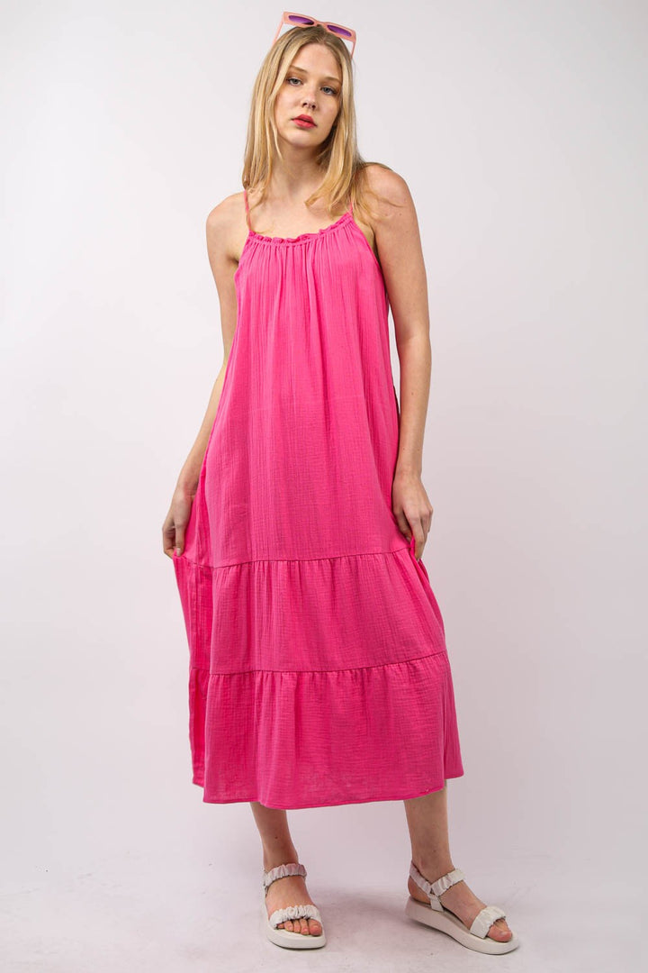 VERY J – A-Linien-Midi-Camisole-Kleid mit Rüschen