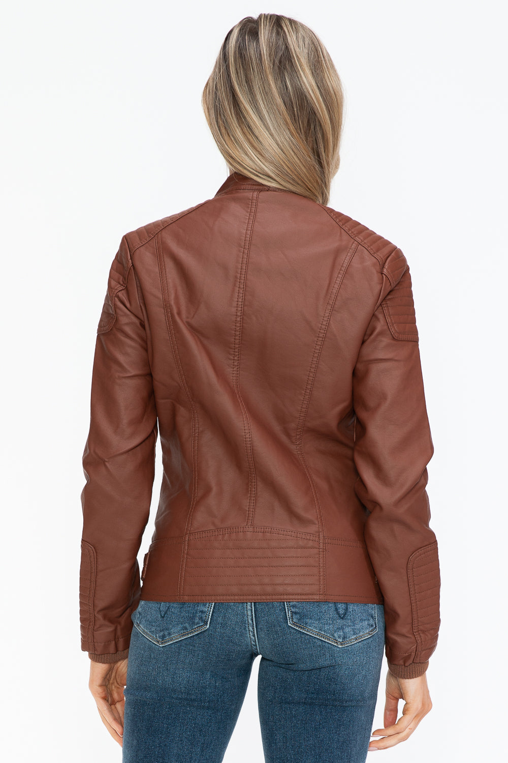 Salvia Ettore Faux Leather Biker Jacket with Side Zip Pockets