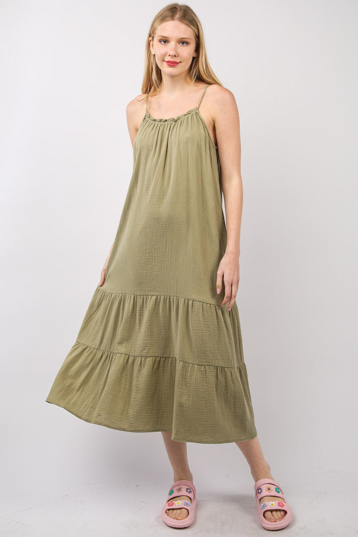 VERY J – A-Linien-Midi-Camisole-Kleid mit Rüschen