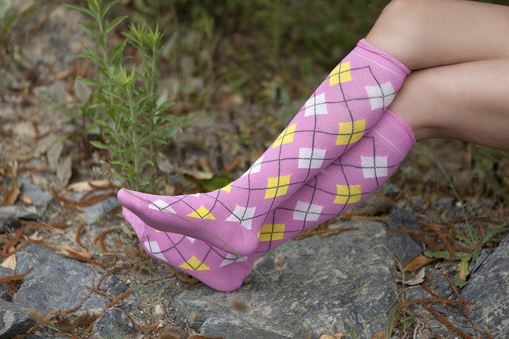 Women's Traditional Argyle Knee High Socks Set