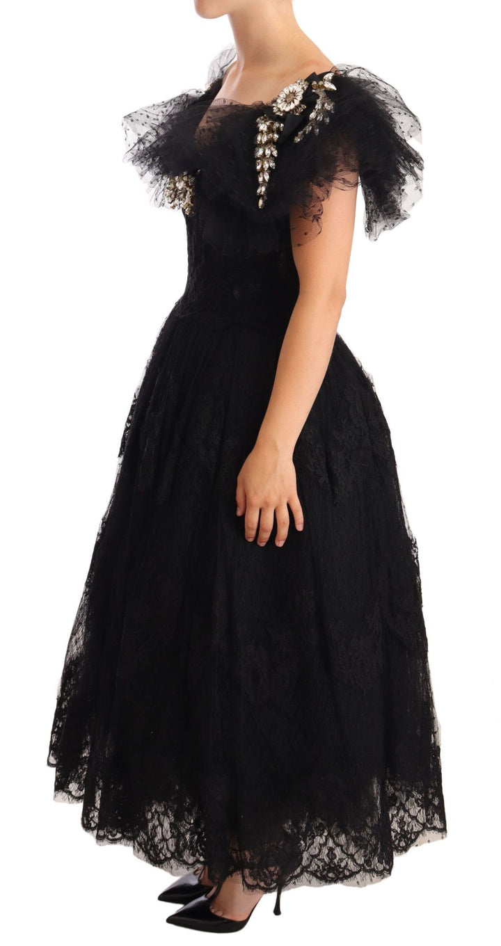 Dolce & Gabbana Crystal Embellished Black Ball Gown Dress