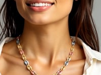 14k Tri Color Gold High Polish Puffed Mariner Link Chain (4.90 mm)