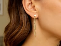 14K Yellow Gold Triple Oval Fancy Drop Earrings