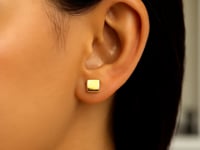 14k Yellow Gold Polished Cube Post Earrings