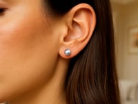 14k White Gold Ball Earrings with Faceted Texture(5mm)