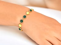 Malachite Gem Alternating Bracelet in 14K Yellow Gold (5.00 mm)