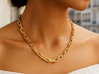 Oval Domed Paperclip Necklace in 14K Yellow Gold