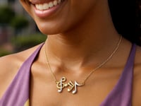 14k Two-Toned Yellow and White Gold Musical Notes Necklace