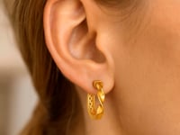 14k Yellow Gold Twist Huggie Hoops