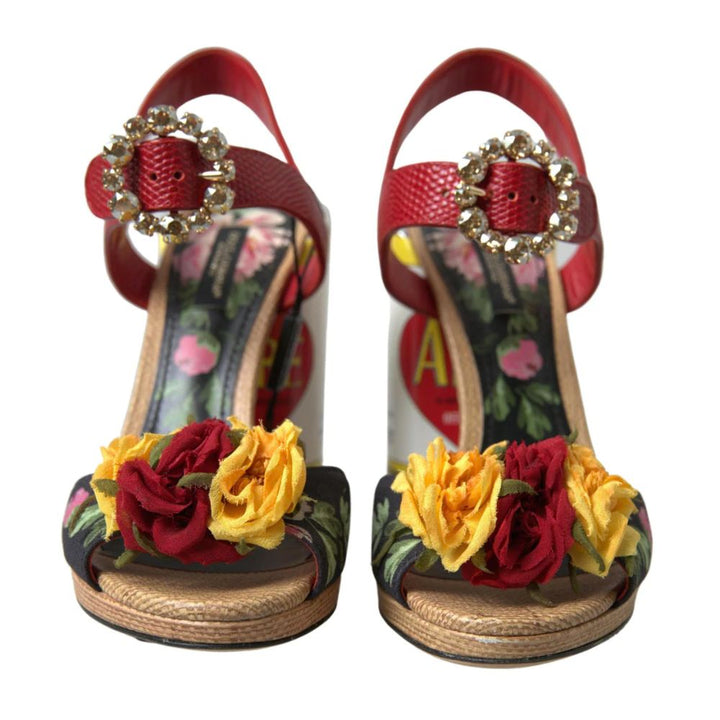 Dolce & Gabbana Multicolor Lambskin Leather Sandals