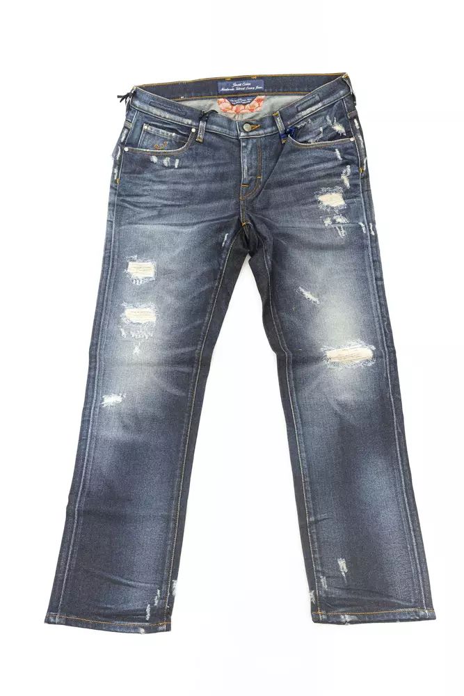 Jacob Cohen Elegant Straight Leg Jeans with Chic Rips