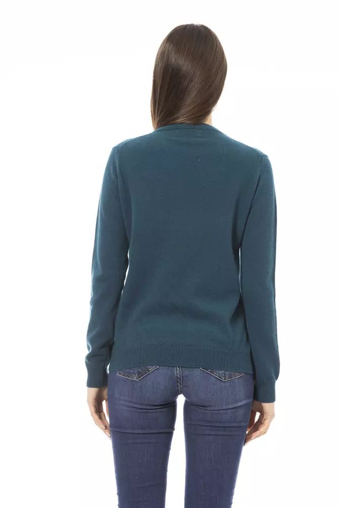 Baldinini Trend Elegant Crewneck Wool-Cashmere Sweater in Green