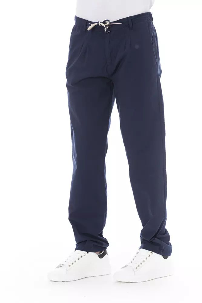 Baldinini Trend Elegant Blue Cotton Chino Trousers