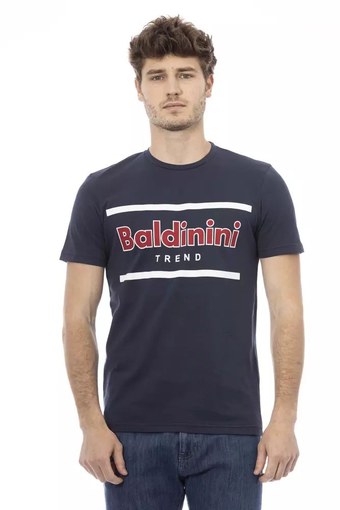 Baldinini Trend Elegant Blue Round Neck Tee with Front Print