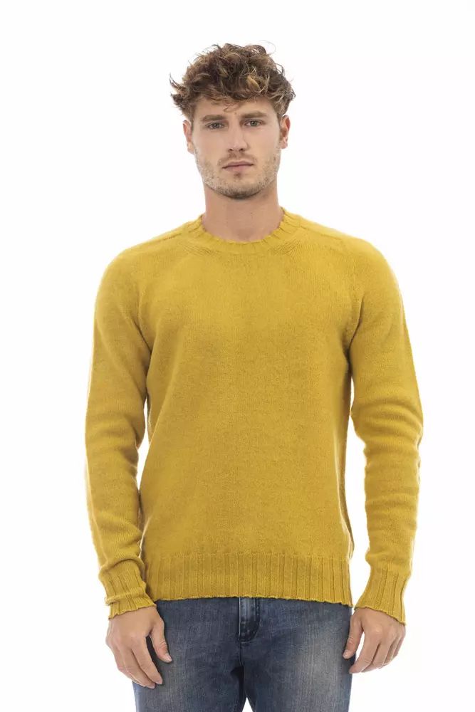 Alpha Studio Radiant Yellow Crewneck Woolen Sweater