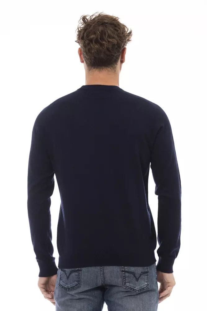 Alpha Studio Elegant Blue Crewneck Sweater for Men