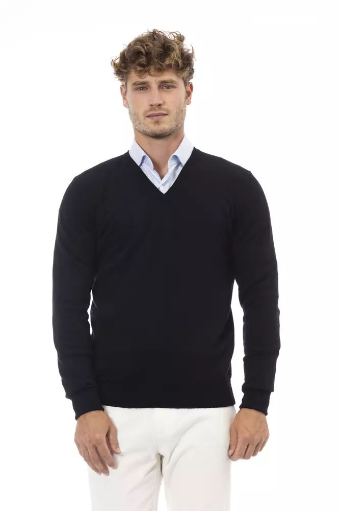 Alpha Studio Elegant V-Neck Wool Blend Sweater