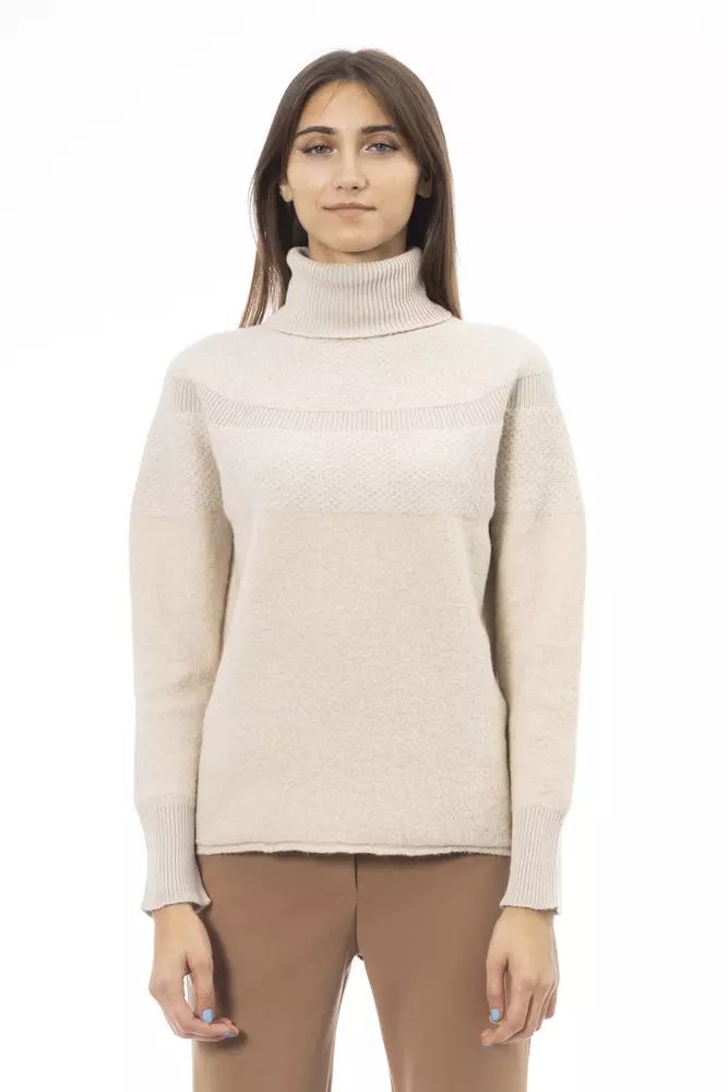 Alpha Studio Elegant Beige Turtleneck Sweater