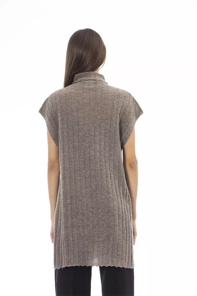 Alpha Studio Chic Alpaca Blend Turtleneck Sweater with Side Slits