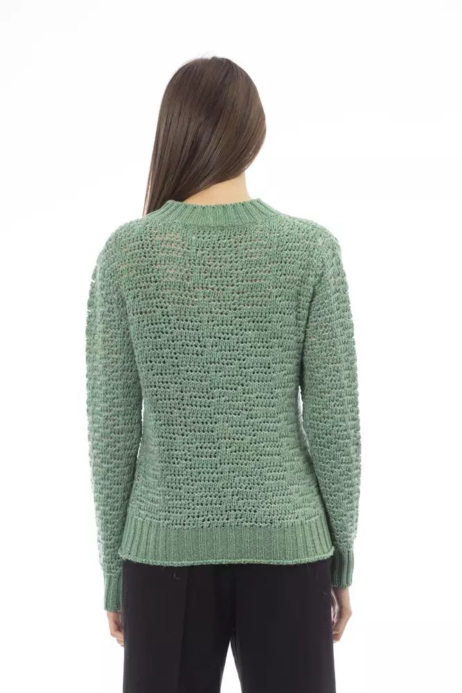 Alpha Studio Chic Mock Neck Green Sweater for Her