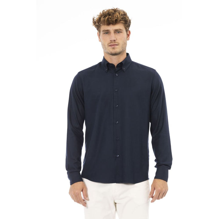 Baldinini Trend Elegant Blue Cotton Button-Down Shirt