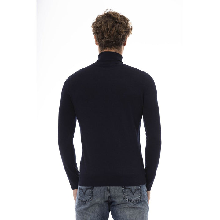 Baldinini Trend Elegant Blue Turtleneck Wool Sweater