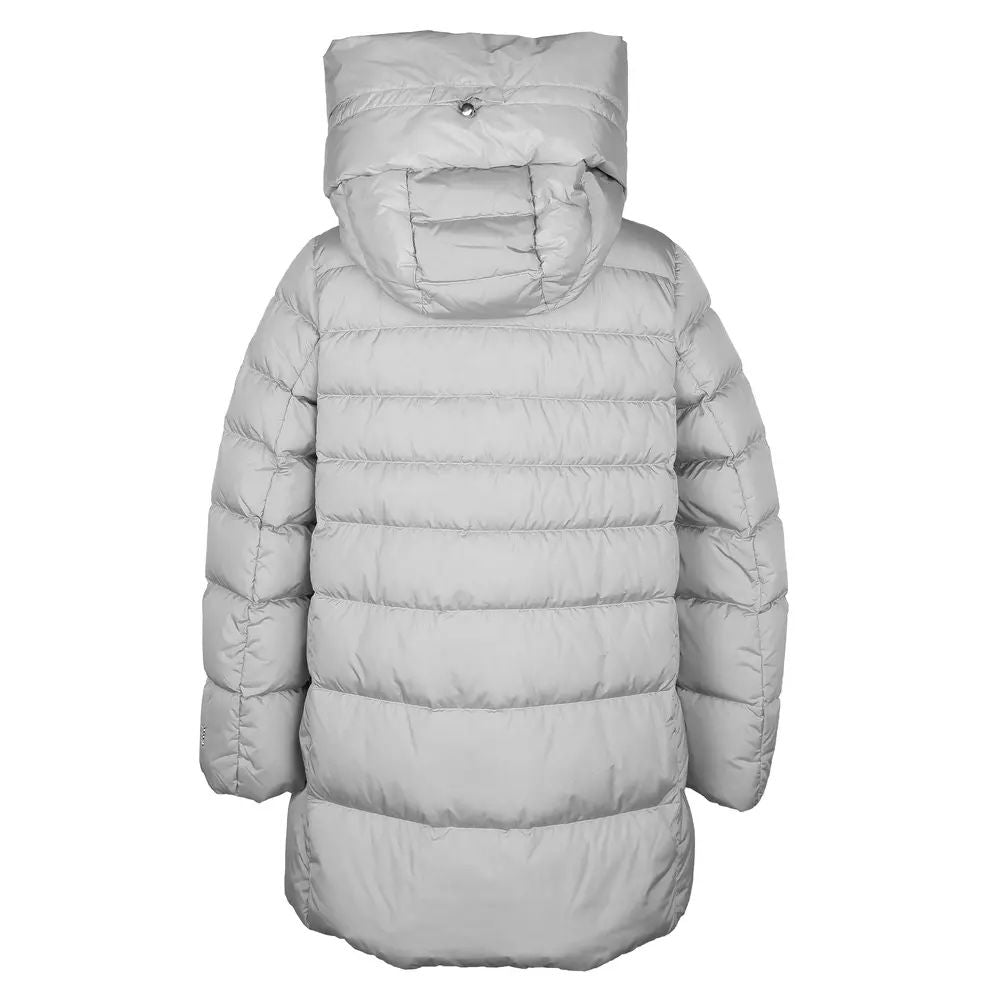 Add Chic Gray High-Collar Down Jacket for Ladies