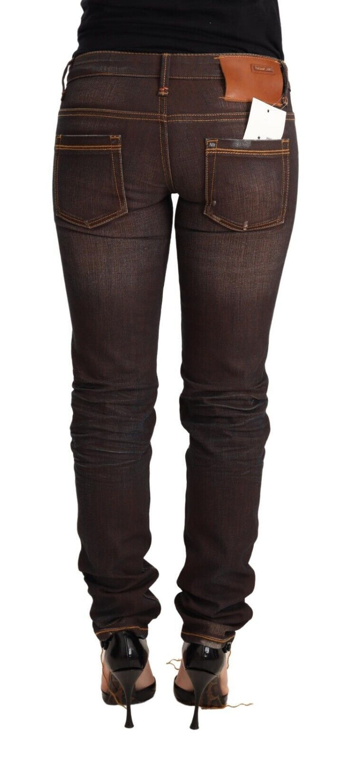 Acht Chic Low Waist Skinny Brown Jeans