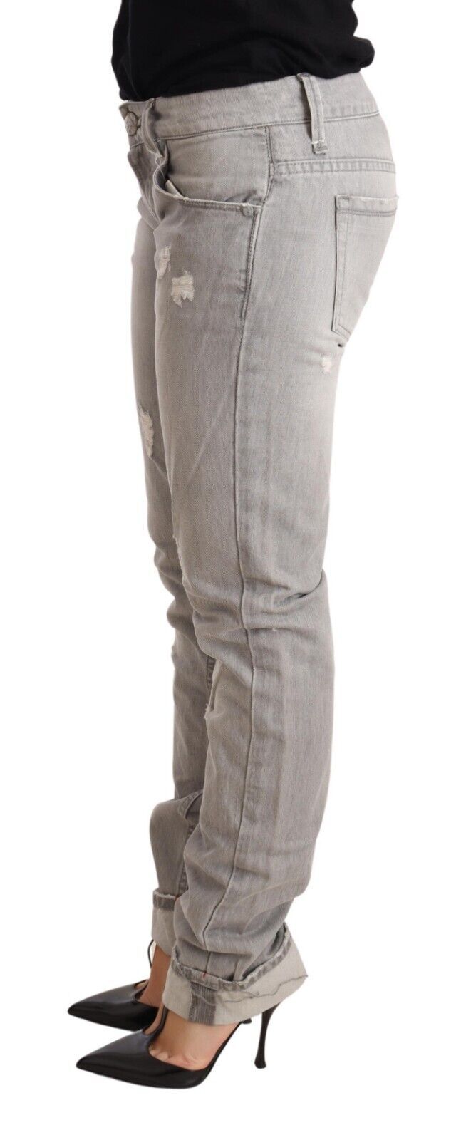 Acht Chic Slim Fit Tattered Gray Wash Jeans
