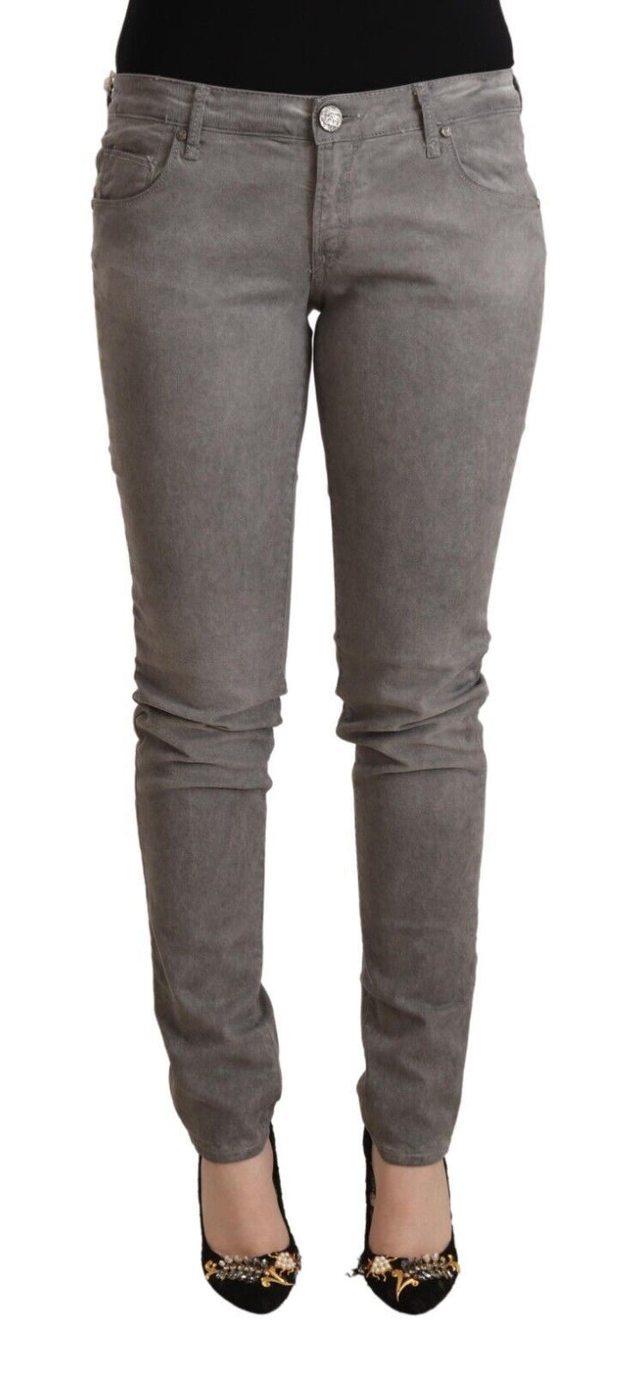 Acht Chic Gray Low Waist Skinny Cotton Jeans