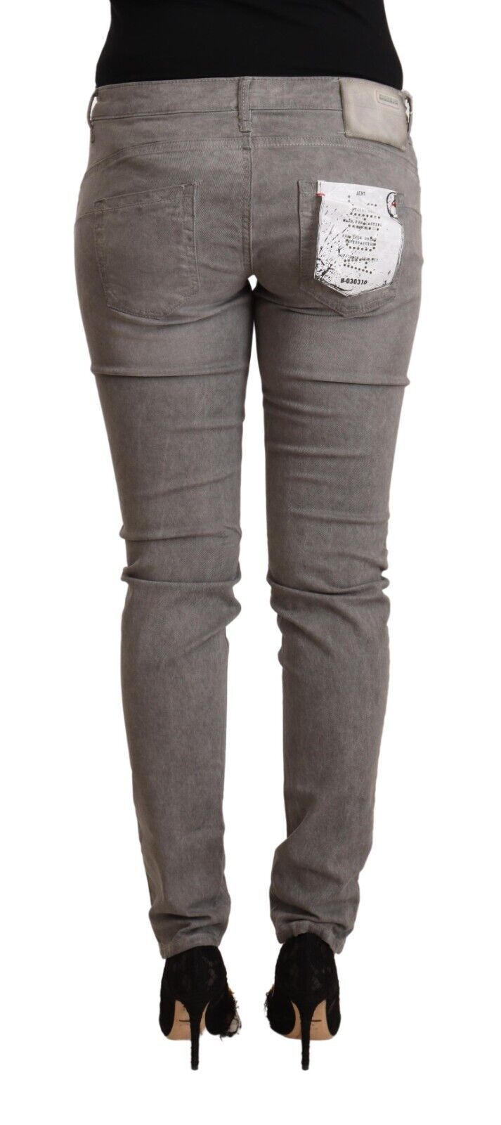 Acht Chic Gray Low Waist Skinny Cotton Jeans