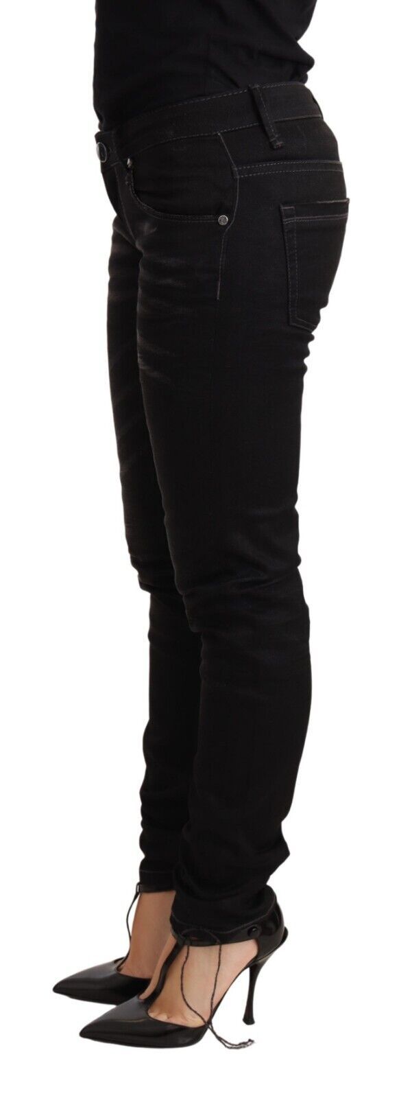 Acht Sleek Black Washed Skinny Jeans