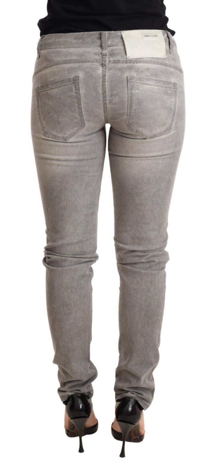 Acht Chic Gray Washed Slim Fit Cotton Jeans