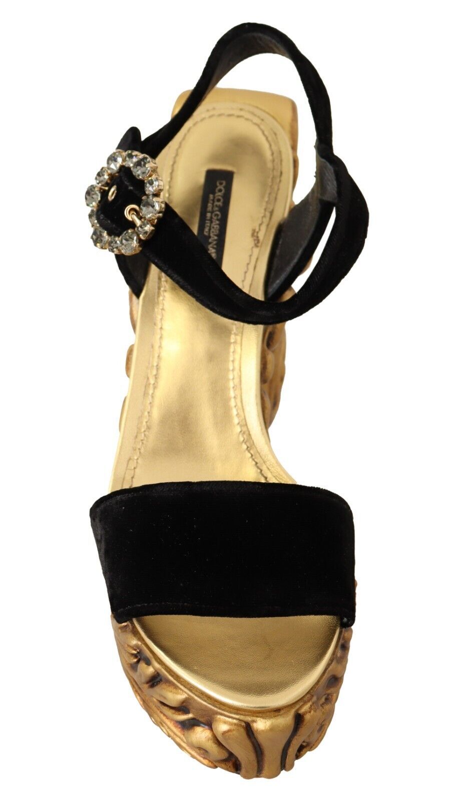 Dolce & Gabbana Baroque Velvet Heels in Black and Gold