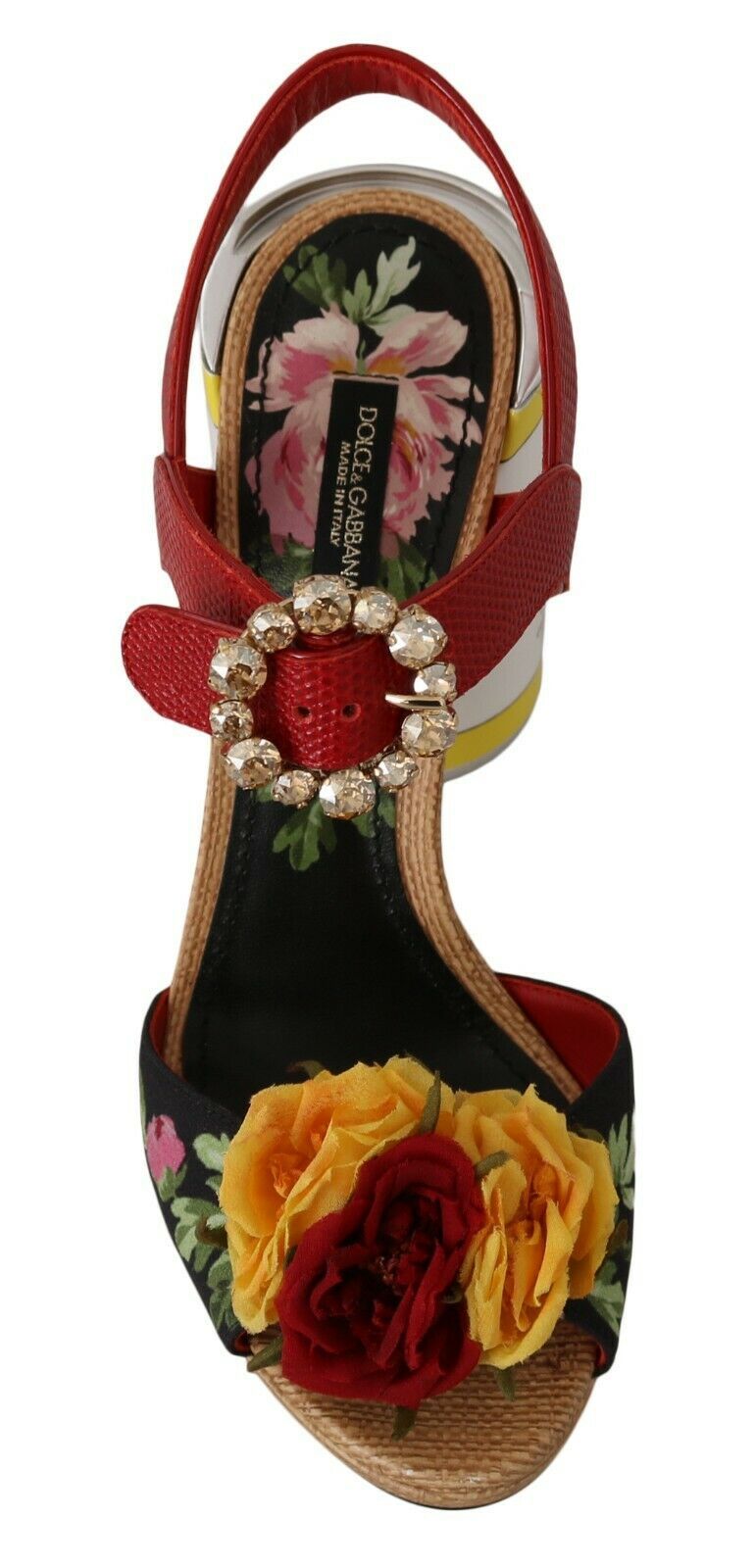 Dolce & Gabbana Multicolor Floral Crystal Embellished Sandals