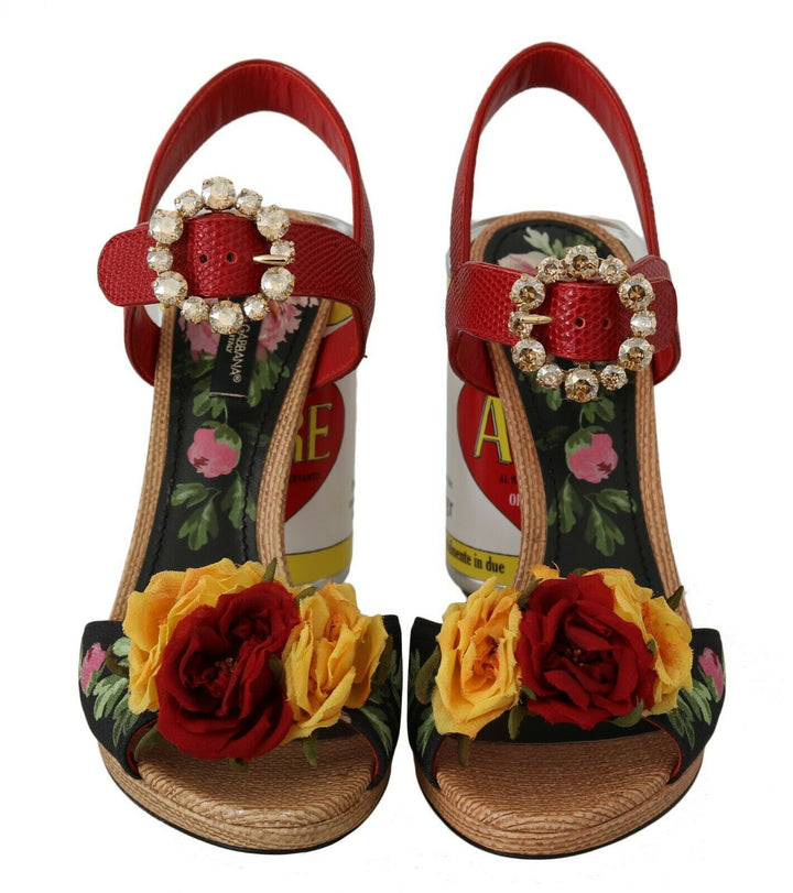 Dolce & Gabbana Multicolor Floral Crystal Embellished Sandals