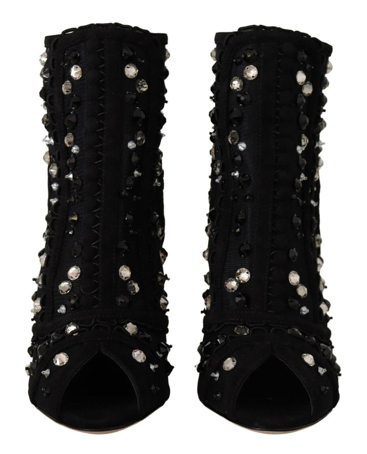 Dolce & Gabbana Embellished Crystal Short Boots