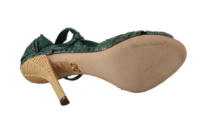 Dolce & Gabbana Emerald Exotic Leather Heeled Sandals