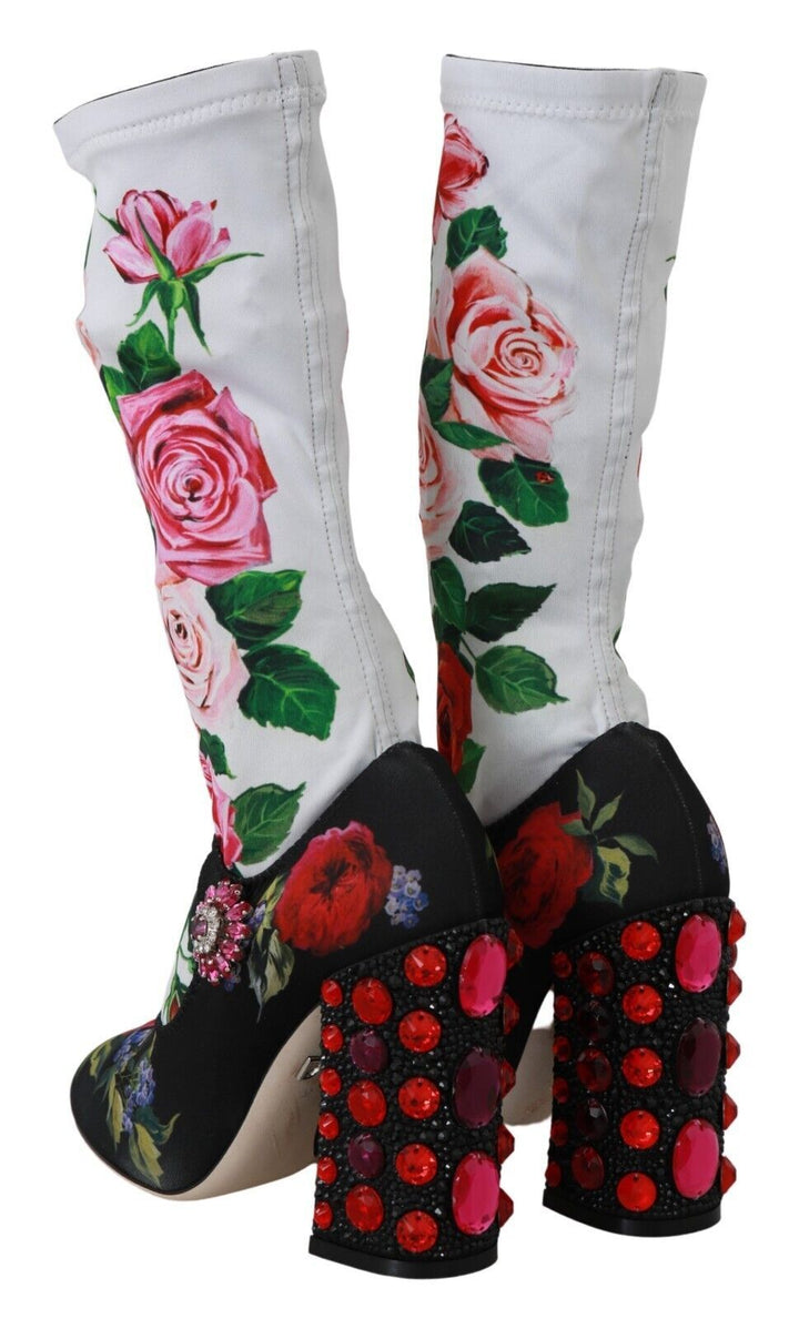 Dolce & Gabbana Floral Embellished Socks Boots