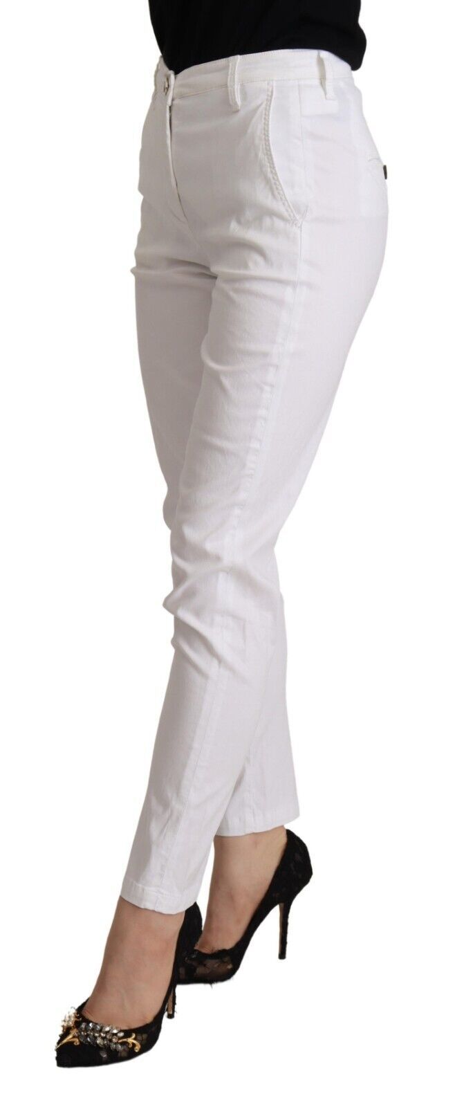 Jacob Cohen Chic White Mid Waist Skinny Cropped Pants