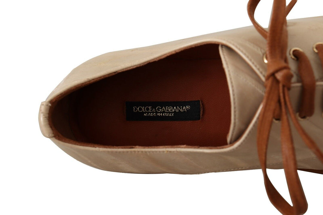 Dolce & Gabbana Elegant Beige Eel Leather Formal Flats