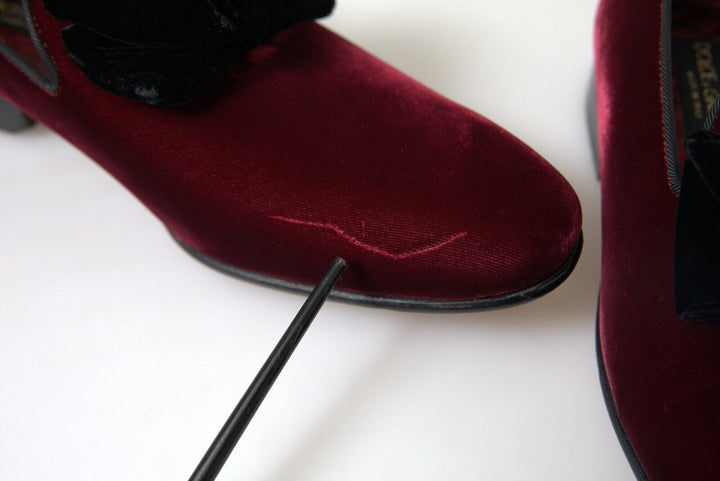 Dolce & Gabbana Burgundy Velvet Loafers - Elegance with a Twist